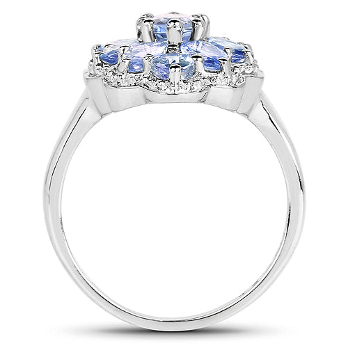 2.46 Carat Genuine Tanzanite .925 Sterling Silver Ring