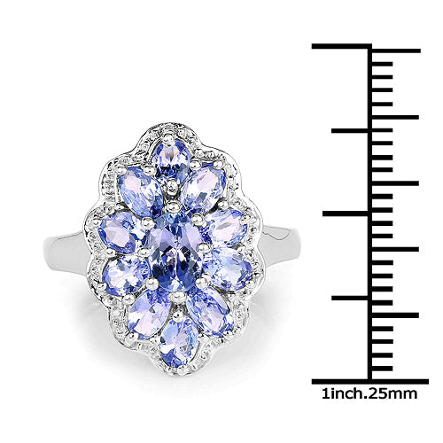 2.46 Carat Genuine Tanzanite .925 Sterling Silver Ring