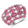8.54 Carat Glass Filled Ruby and White Topaz .925 Sterling Silver Ring