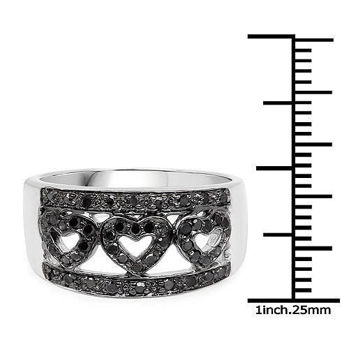 0.32 Carat Genuine Black Diamond .925 Sterling Silver Ring
