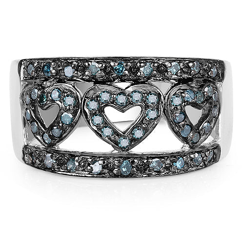 0.32 Carat Genuine Blue Diamond .925 Sterling Silver Ring