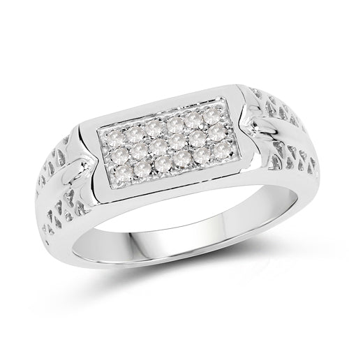 0.27 Carat Genuine White Diamond .925 Sterling Silver Ring
