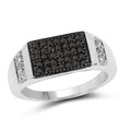 0.55 Carat Genuine Black Diamond and White Diamond .925 Sterling Silver Ring