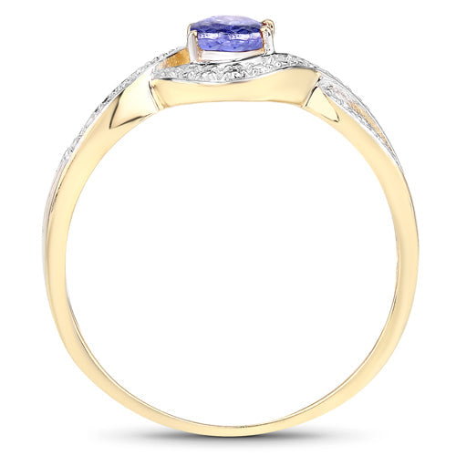 0.75 Carat Genuine Tanzanite .925 Sterling Silver Ring
