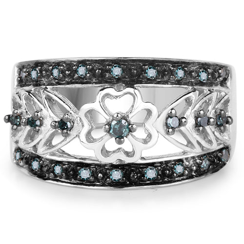 0.31 Carat Genuine Blue Diamond .925 Sterling Silver Ring