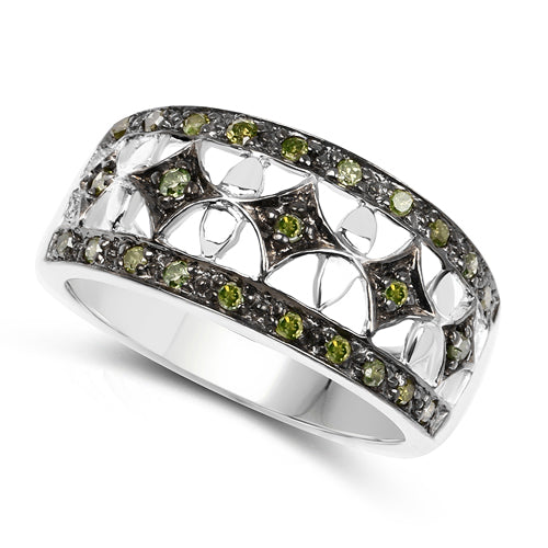 0.32 Carat Genuine Green Diamond .925 Sterling Silver Ring