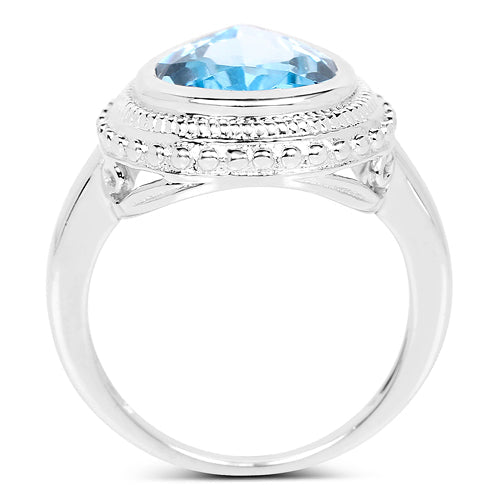 5.30 Carat Genuine Blue Topaz .925 Sterling Silver Ring