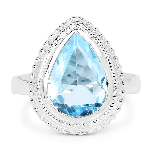 5.30 Carat Genuine Blue Topaz .925 Sterling Silver Ring