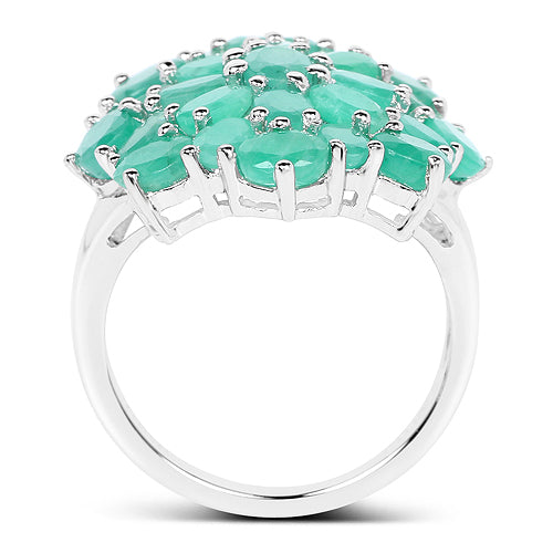 5.88 Carat Genuine Emerald .925 Sterling Silver Ring