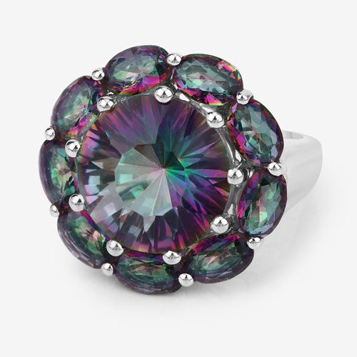 11.45 Carat Genuine Rainbow Quartz .925 Sterling Silver Ring