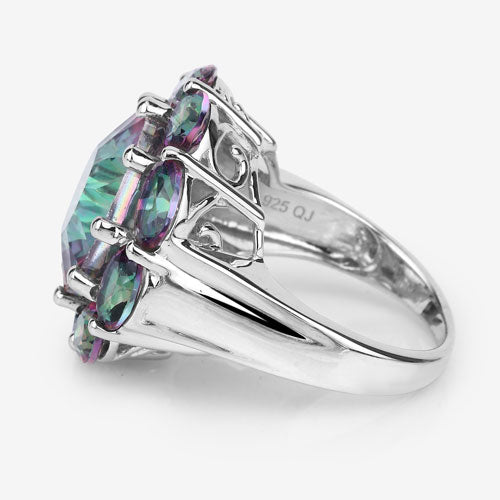 11.45 Carat Genuine Rainbow Quartz .925 Sterling Silver Ring