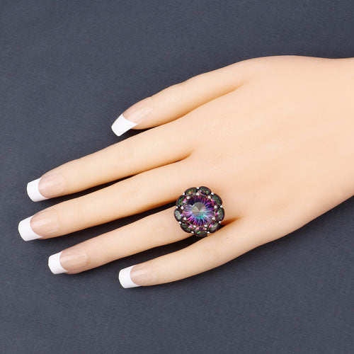 11.45 Carat Genuine Rainbow Quartz .925 Sterling Silver Ring