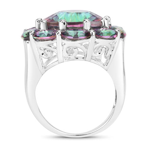 11.45 Carat Genuine Rainbow Quartz .925 Sterling Silver Ring