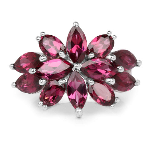 7.80 Carat Genuine Rhodolite .925 Sterling Silver Ring