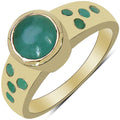14K Yellow Gold Plated 1.55 Carat Genuine Emerald & White Diamond .925 Sterling Silver Ring