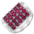 3.01 Carat Genuine Ruby & White Diamond .925 Sterling Silver Ring