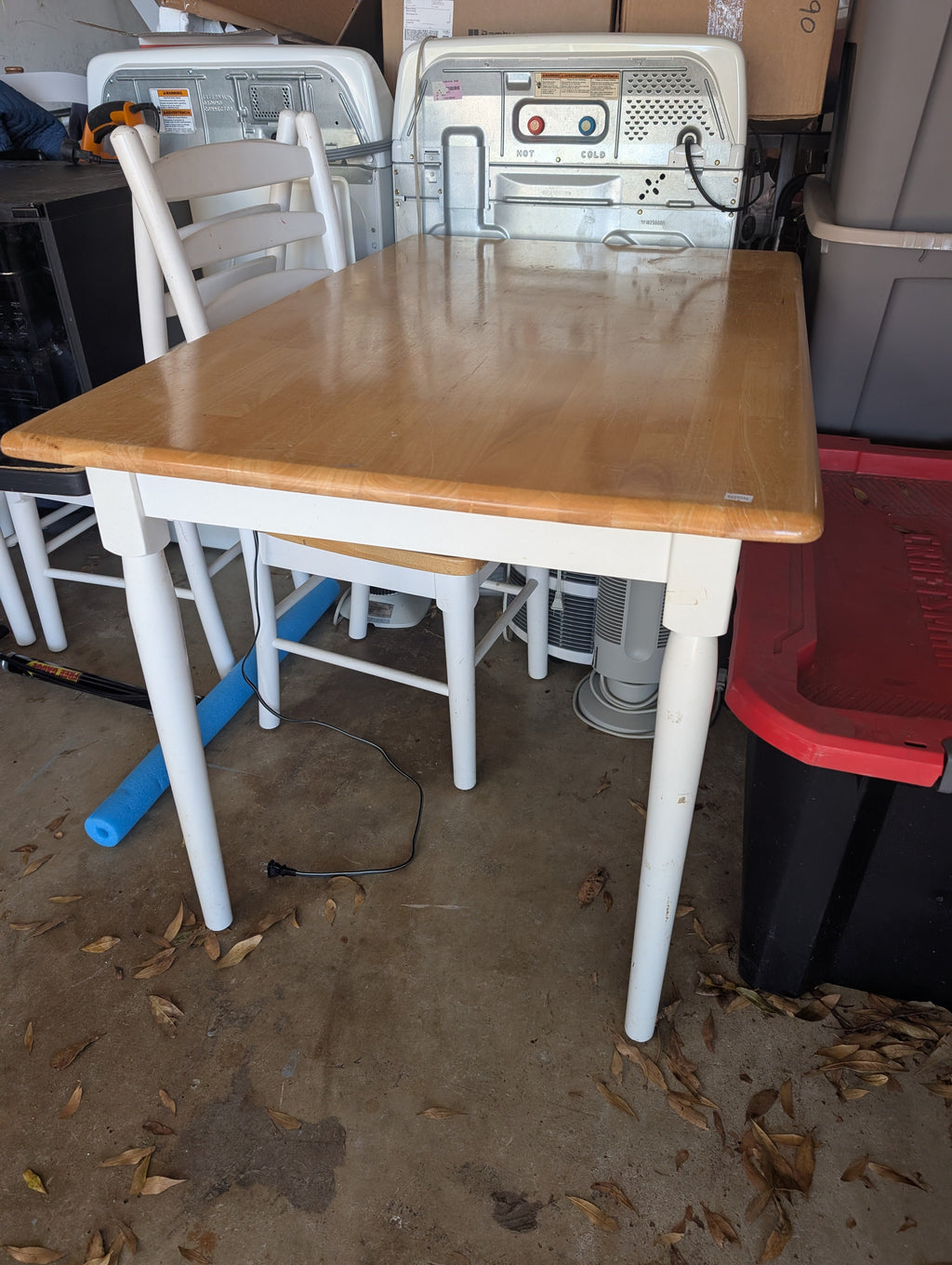 Farmhouse dining table with three chairs