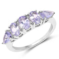 2.33 Carat Genuine Tanzanite .925 Sterling Silver Ring