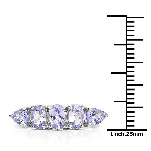 2.33 Carat Genuine Tanzanite .925 Sterling Silver Ring