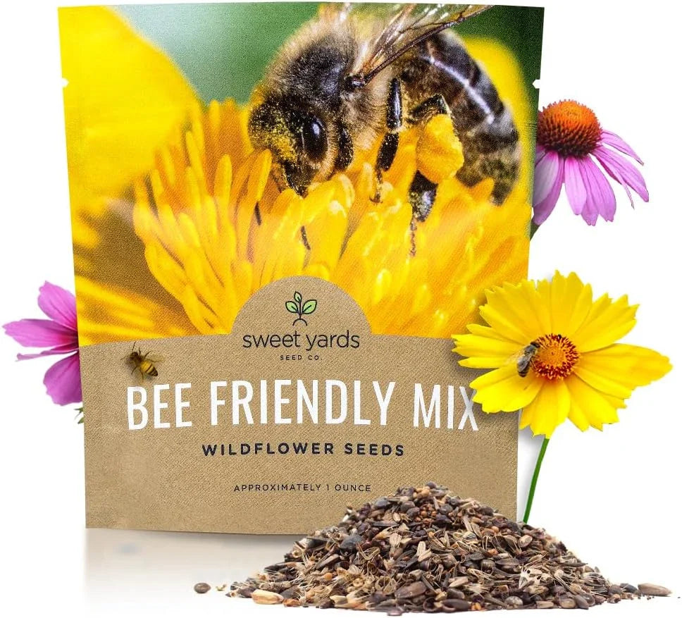 Wildflower Seed Mix 1 Ounce - Bee Friendly Variety - Over 7,500 Open Pollinated Seeds - Ideal for Pollinator Gardens