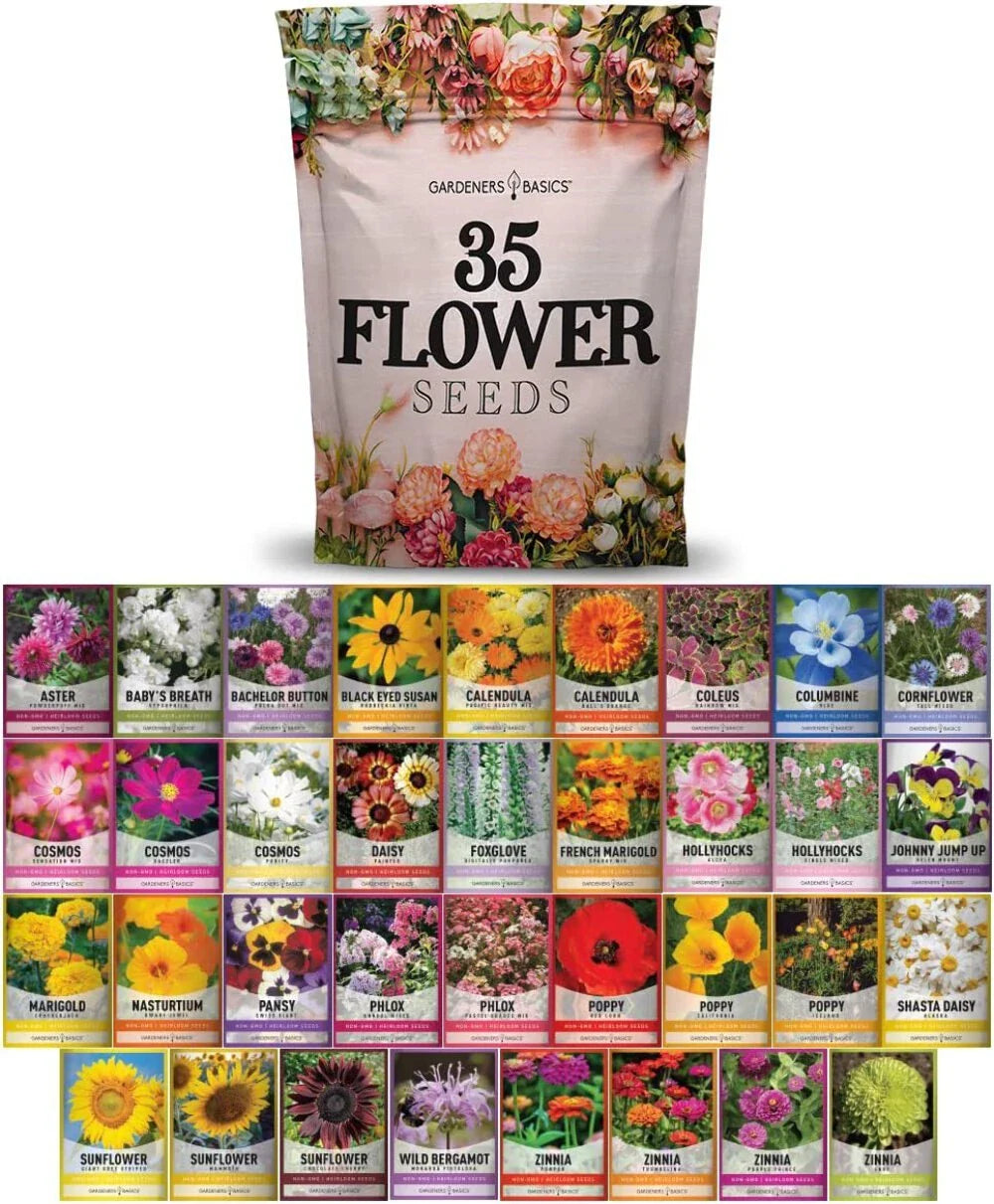 Wildflower Seed Kit - 35 Variety Pack - Perennial & Annual Flowers - Diverse Garden Mix
