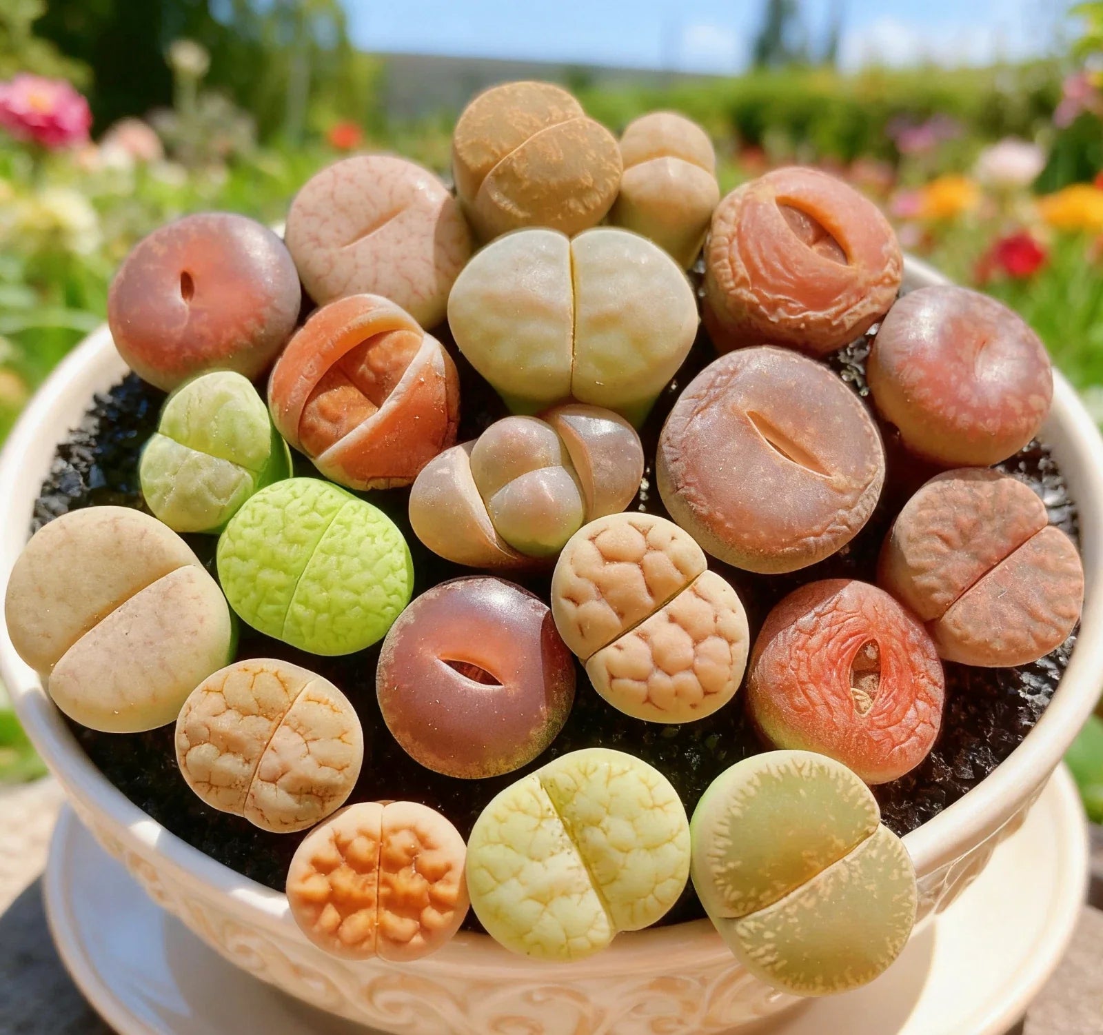 Lithops Succulent | 10 Pills | Rare Living Stones | Bare Root | Unique Indoor Decor | Mesembryanthemum crystallinum