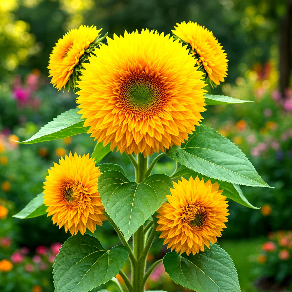 Dwarf Teddy Bear Sunflower Seeds - Heirloom Spring Mix - Non-GMO - 100+ Seeds