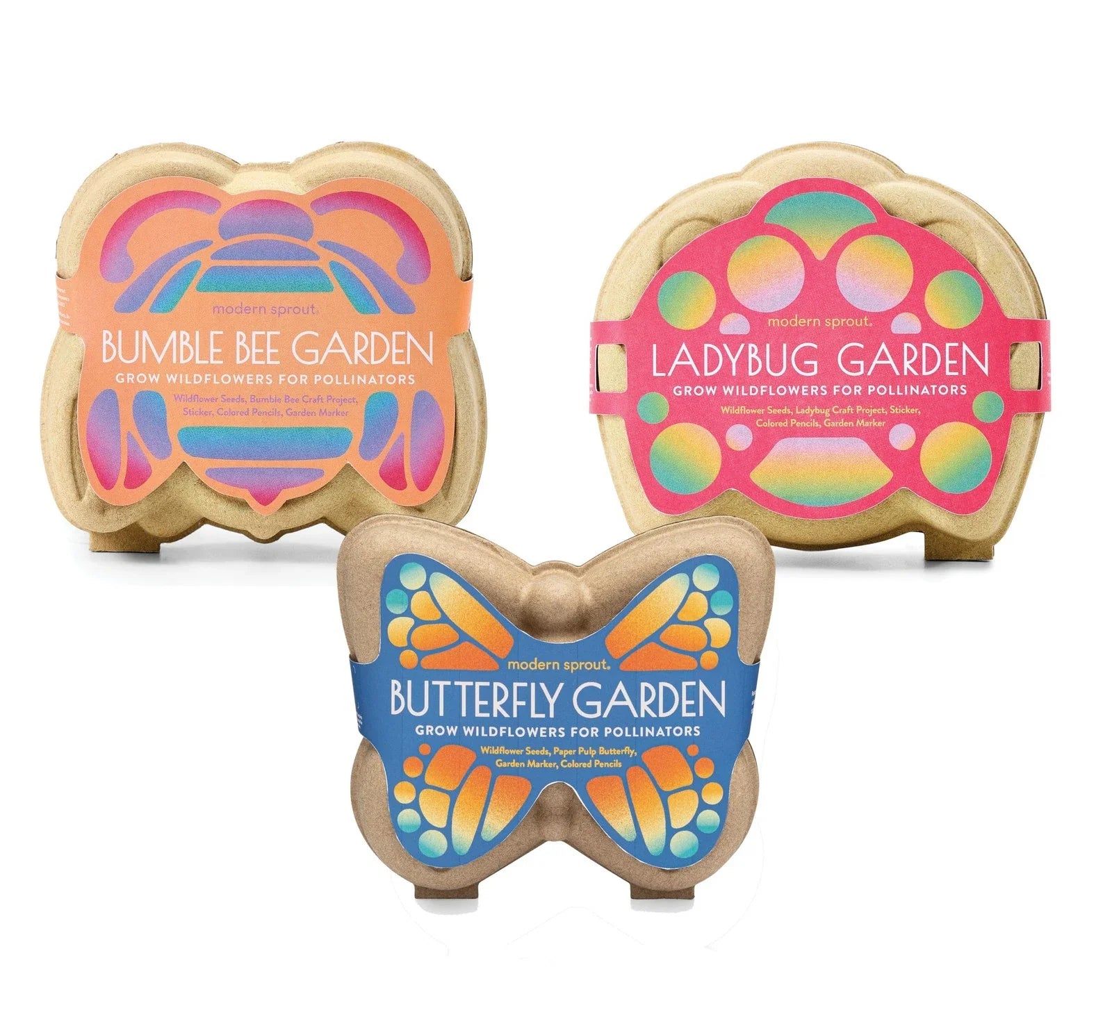 Curious Critters Garden Activity Kit 3-Pack Mixed Wildflower Seeds Packet, Educational Gardening for Kids