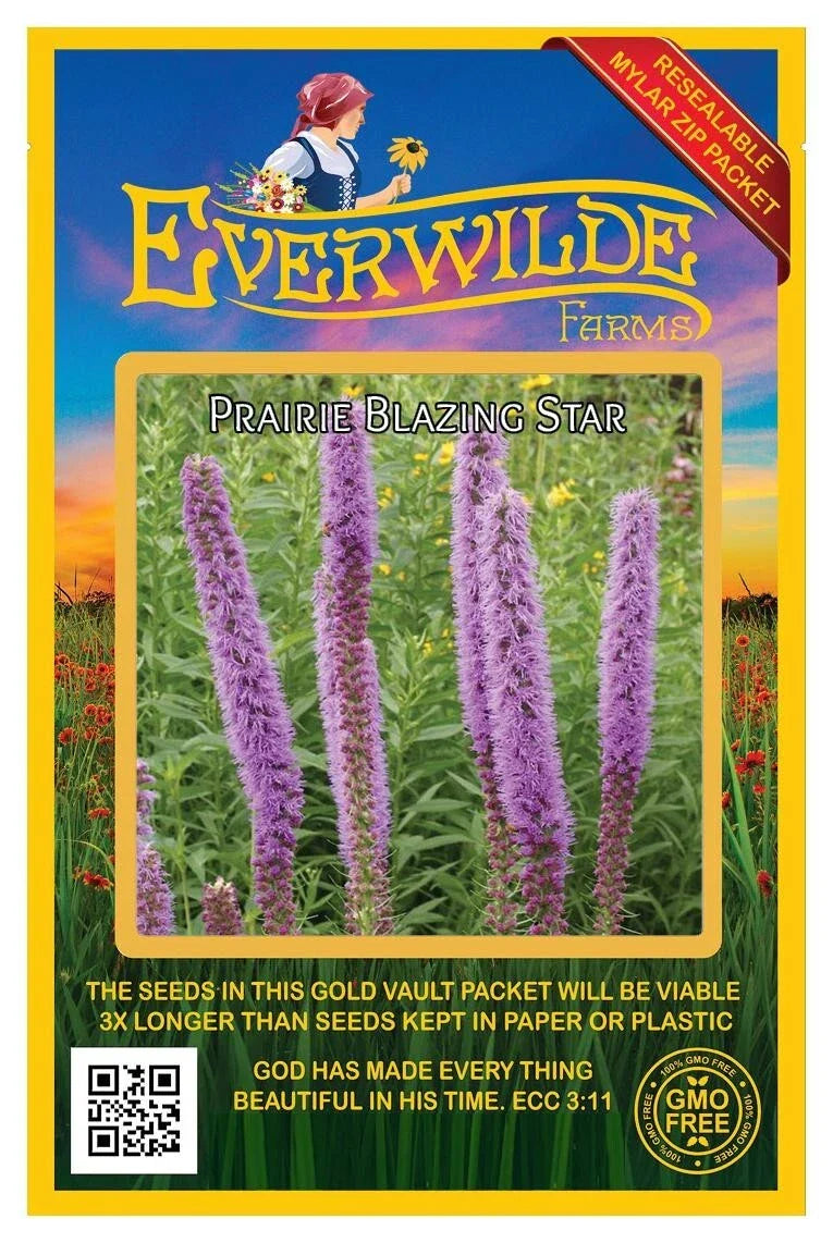 Prairie Blazing Star Wildflower Seeds 1 Oz - Liatris pycnostachya - Everwilde Farms Mylar Seed Packet