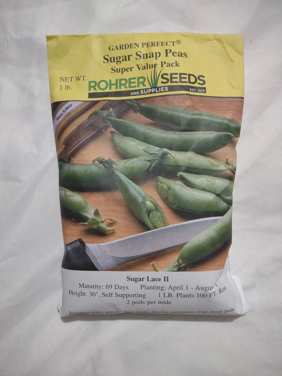 Sugar Snap Peas Seeds 1LB Non-GMO Roher Sugar Lace 11 69 Days Maturity 30" Self-Supporting
