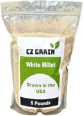 Premium White Millet Proso Seeds 5 Pounds - Bulk Bird Feed for Wild Birds, CZ Grain