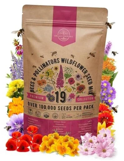 Wildflower Seed Mix | 19 Annual & Perennial Varieties | Colorful Native Blooms | Eco-Friendly Garden Seeds