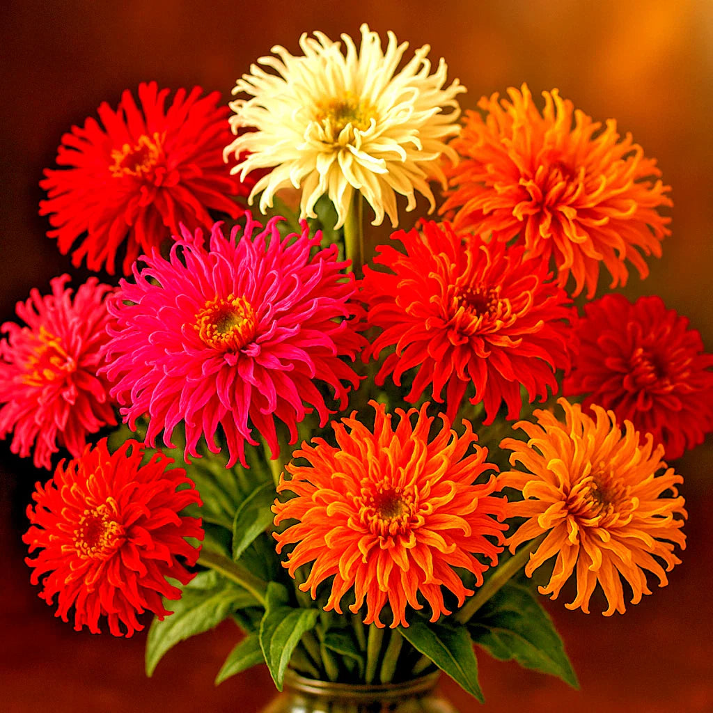 Zinnia Seeds - 300+ Count - Cactus Flower Autumn Mix - Heat & Drought Tolerant - Free Shipping