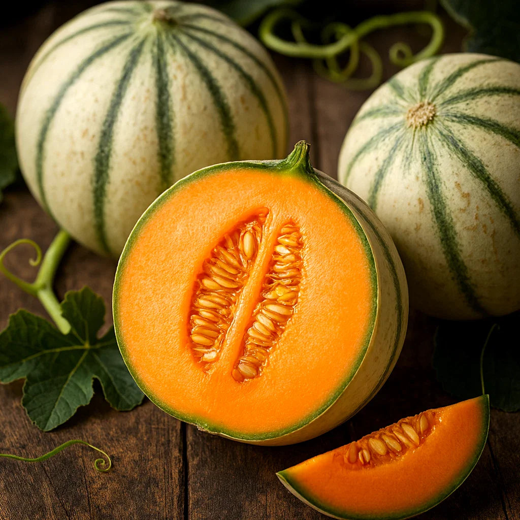 Charentais Melon Seeds - 50+ Heirloom Non-GMO Sweet Cantaloupe (Cucumis melo) - Rare Variety, Free Shipping