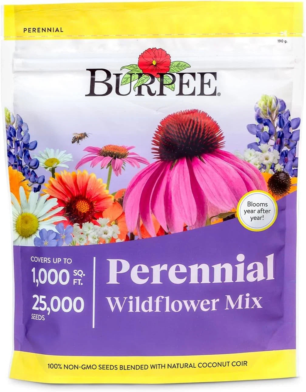 Wildflower Seeds Bulk 25,000 Count, 18 Varieties Non-GMO Flower Seeds, Pollinator Friendly, Burpee