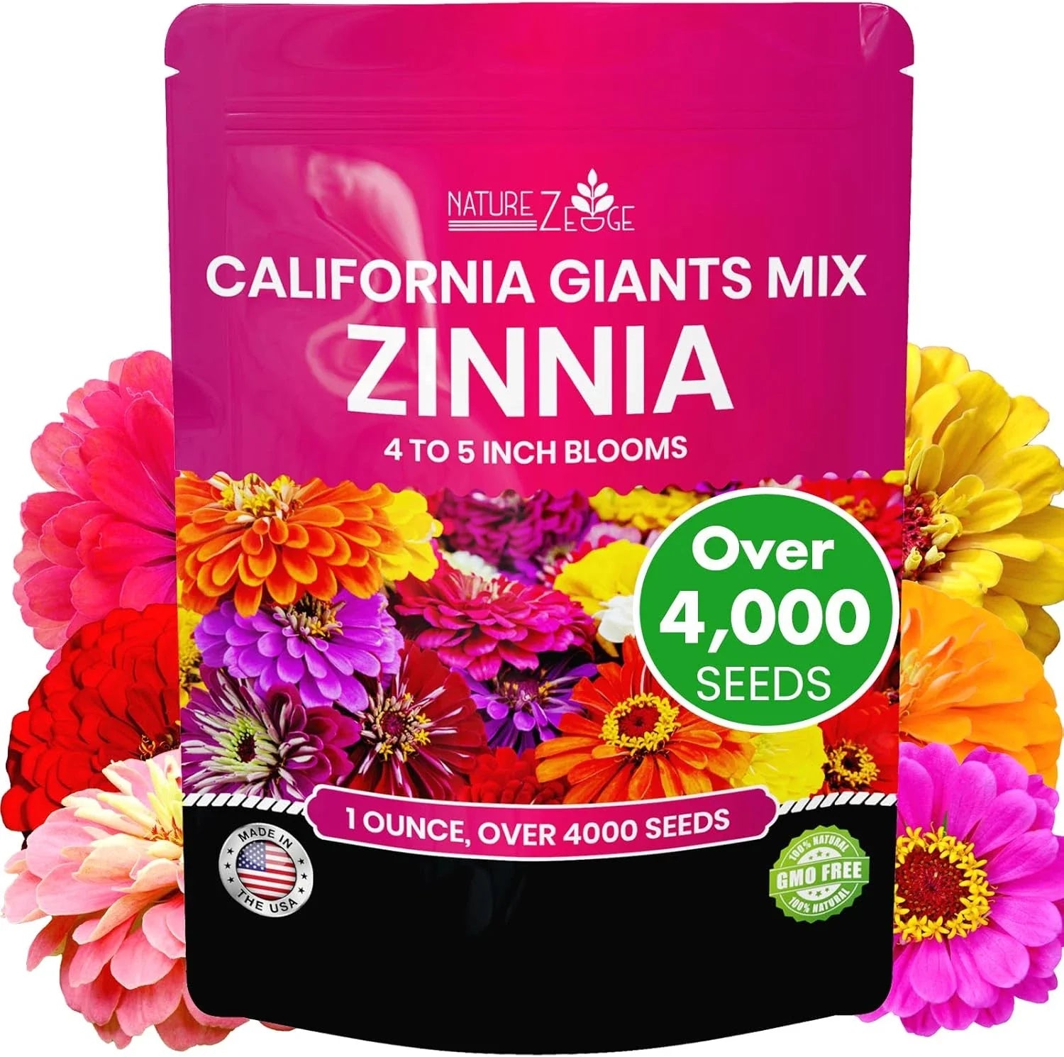 Zinnia Seeds for Planting - California Giants Flower Seeds, Bulk - Zinnia elegans