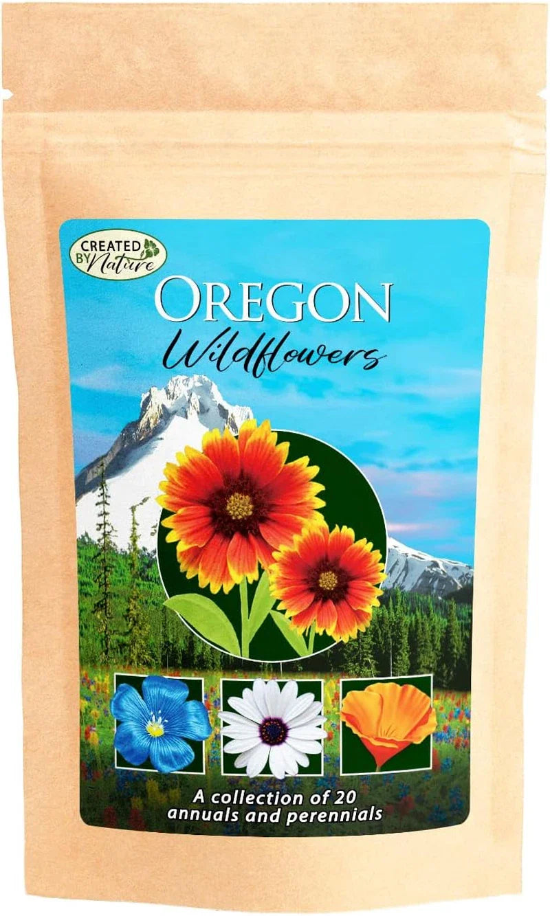 Oregon Wildflower Seed Mix, Covers 325 Sq Ft, 20 Flower Varieties, Over 60,000 Seeds, Native Wildflowers