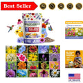Wildflower Seeds 4oz Non-GMO Perennial Mix for Pollinators - 19 Varieties, Attract Bees & Butterflies, Eco-Friendly