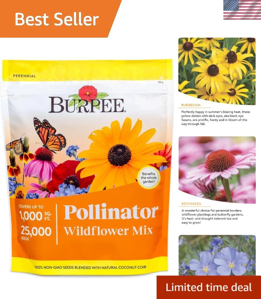 Wildflower Seed Mix - 25,000 Non-GMO Seeds - 18 Varieties for Vibrant Gardens - Native Wildflowers