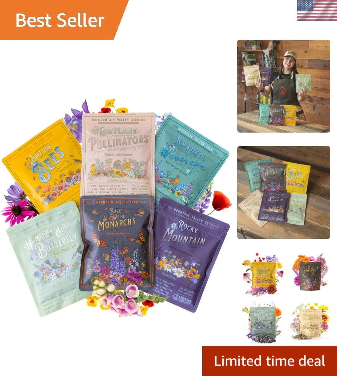 Wildflower Seeds Collection - 500,000+ Seeds, Attract Butterflies & Hummingbirds, Native Wildflowers for Gardens