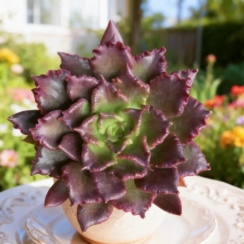 Echeveria ‘Black Knight’ Succulent Plant - Rare Bare Root Black Dumpling Skin - Easy Care Live Plant for Home & Office