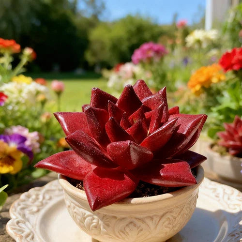 Echeveria Agavoides v. Romeo Rubin Succulent Plant - Bare Root, Rare Ruby Red Variety - Easy Care Live Plant