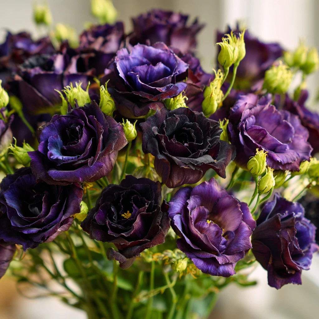 Rosanne Black Pearl F1 Lisianthus Seeds 25 Count, Dark Purple Eustoma Flower Seeds for Garden Growing