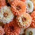 Peaches and Cream Zinnia Seeds Mix Salmon and White, Zinnia elegans Annual Flower Seeds Pack of 100
