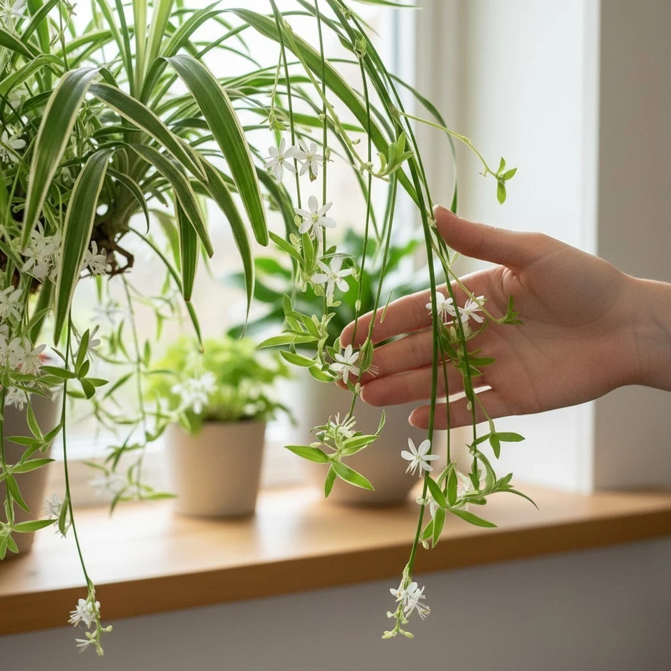 Spider Plant Rooted Cuttings – 2 Live Chlorophytum Comosum Offshoots for Indoor Planting