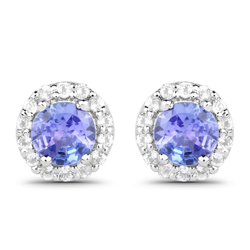 3.77 Carat Genuine Tanzanite and White Topaz .925 Sterling Silver 3 Piece Jewelry Set (Ring, Earrings, and Pendant w/ Chain)