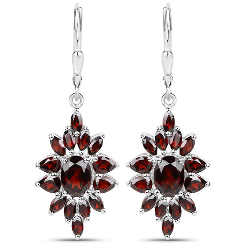 20.24 Carat Genuine Garnet .925 Sterling Silver 3 Piece Jewelry Set (Ring, Earrings, and Pendant w/ Chain)