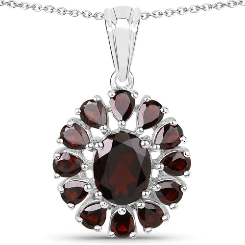13.82 Carat Genuine Garnet and White Topaz .925 Sterling Silver 3 Piece Jewelry Set (Ring, Earrings, and Pendant w/ Chain)