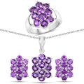 6.80 Carat Genuine Amethyst .925 Sterling Silver 3 Piece Jewelry Set (Ring, Earrings, and Pendant w/ Chain)