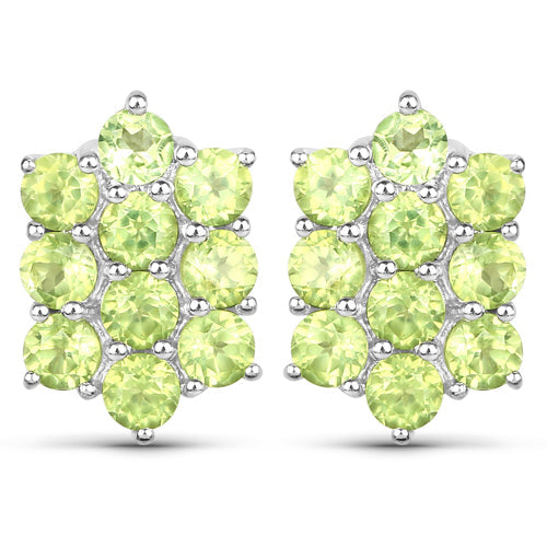 6.80 Carat Genuine Peridot .925 Sterling Silver 3 Piece Jewelry Set (Ring, Earrings, and Pendant w/ Chain)